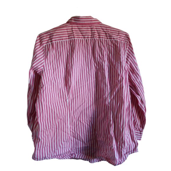Lauren by Ralph Lauren Pink White Striped Button Down Long Sleeve Shirt, Size XL - Picture 2 of 4